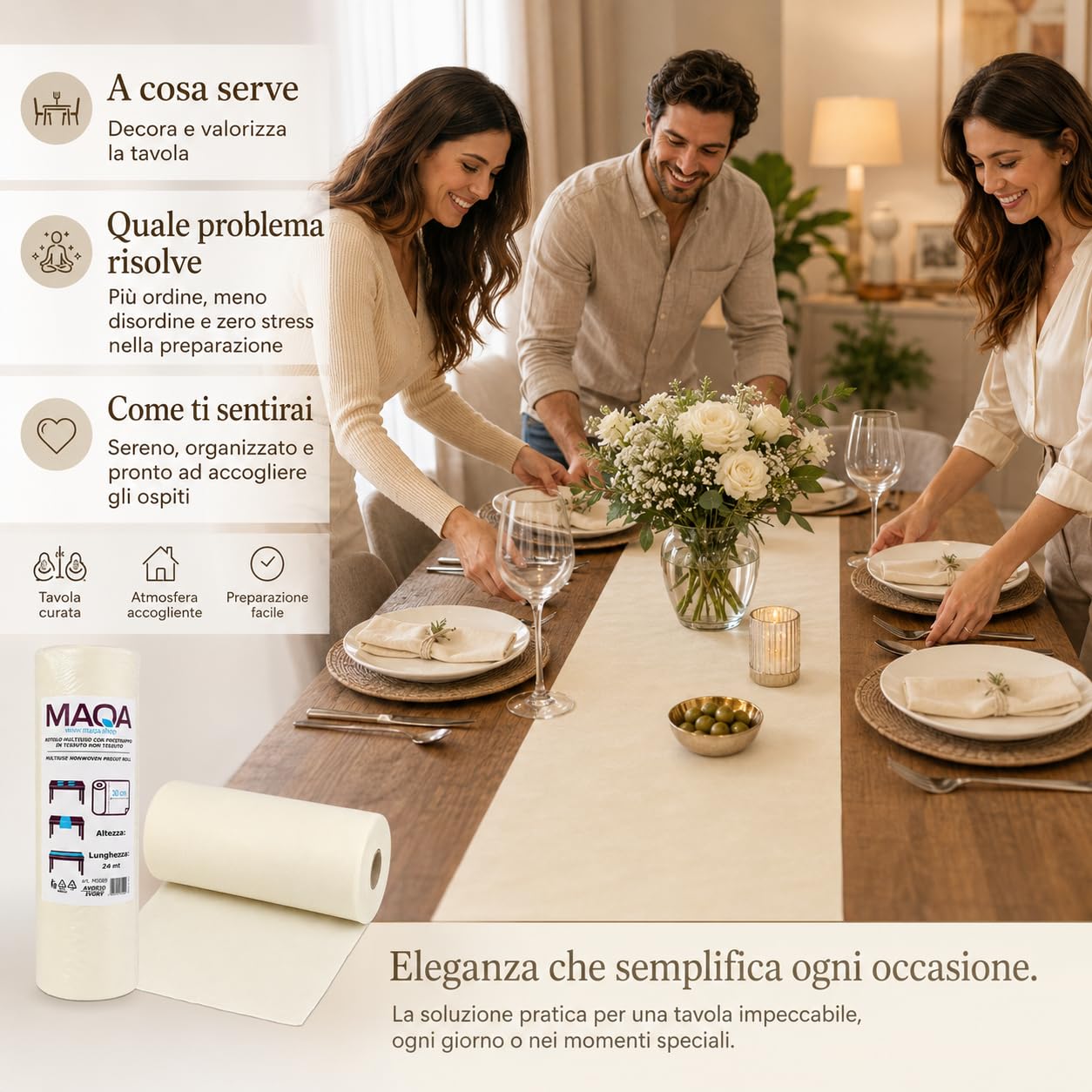 Tovaglia TNT Monouso Pretagliata 0,4x24m Rosso - Copritavolo Tessuto Non Tessuto per Feste Cerimonie Catering
