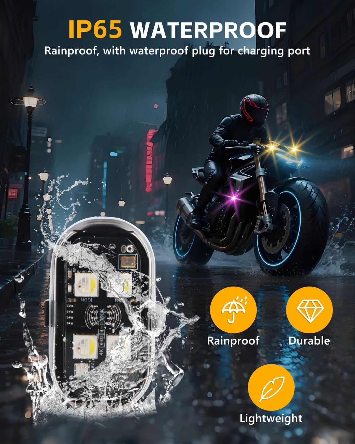 Upgrade 6PCS Wireless 4-LED Strobe Lights with Remote, 8 Colors Waterproof Anti-Collision Aircraft Strobe Lights, Type-C charging LED Warning Light for Motorcycle Bike Drone Aircraft
