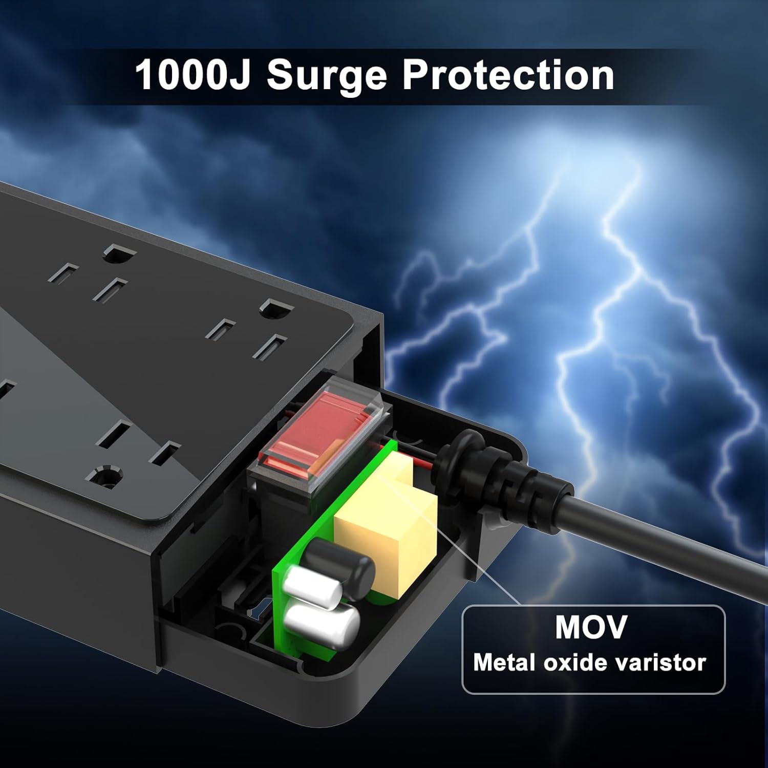 Outdoor Power Strip with USB C, Heavy Duty Waterpoof Surge Protector with 6 Outlets, 2 USB C Ports, 6ft Flat Plug Extension Cord Wall Mount for Bathroom, Kitchen
