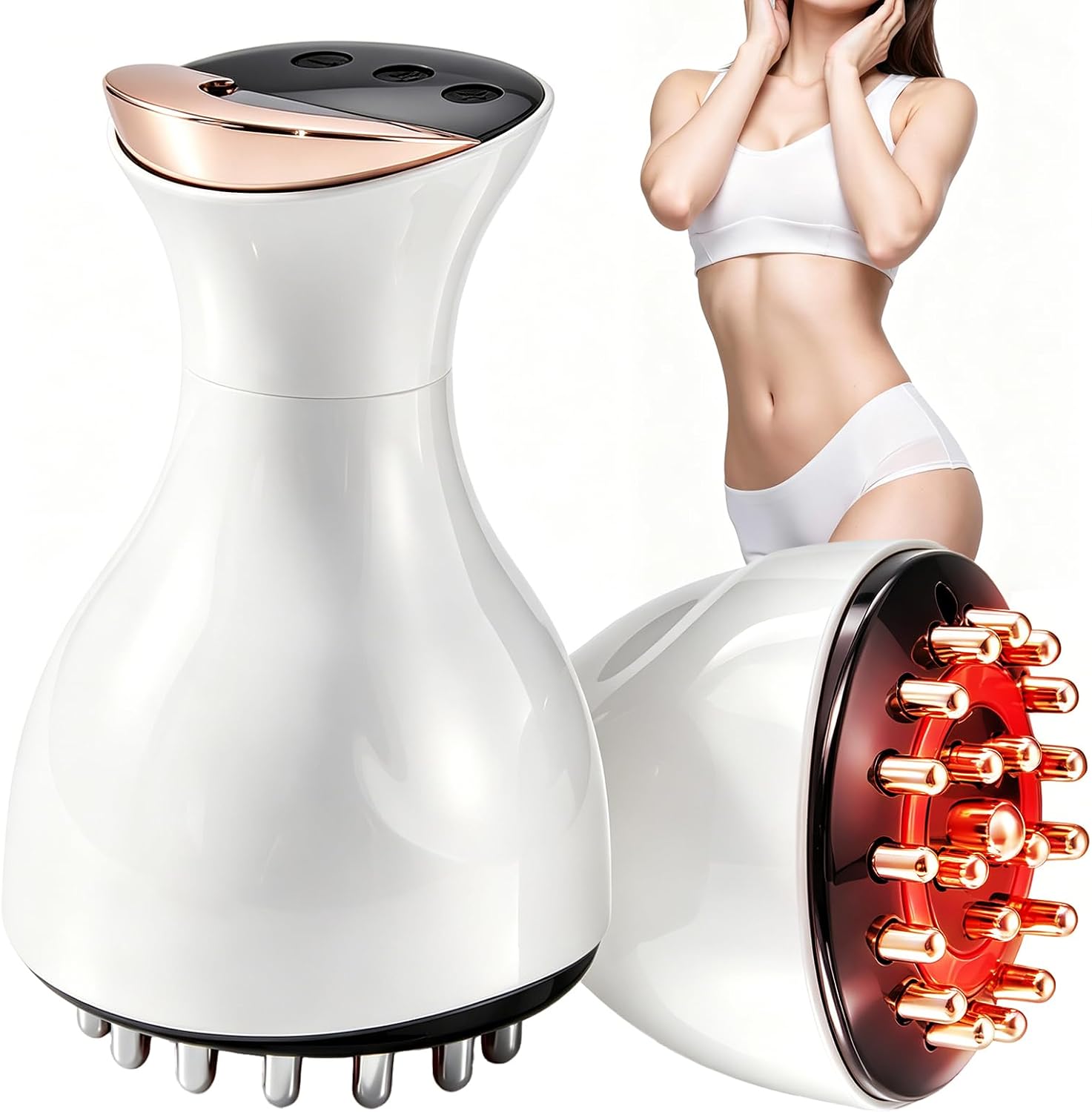 Lymphatic Drainage Massager & Anti Cellulite Massage Tool, for Legs, Arms & Belly, Body,Helps Reduce Stretch Marks & Cellulite,with Microcurrent, Light Heat & Vibration