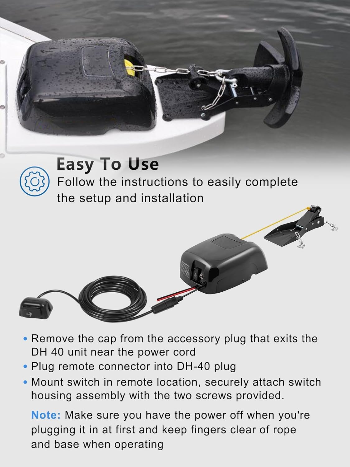 Replacement for 1810150 Remote Switch, Fits for Minn Kota Deckhand 40 Anchor, for Operating DH40 Anchor Winch from Anywhere on Your Boat (25-Foot Cord)