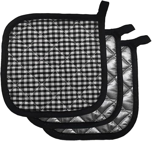 Paquete de 3 soportes para ollas resistentes al calor, agarraderas de algodón, almohadillas calientes y salvamanteles para cocina - Ideal para