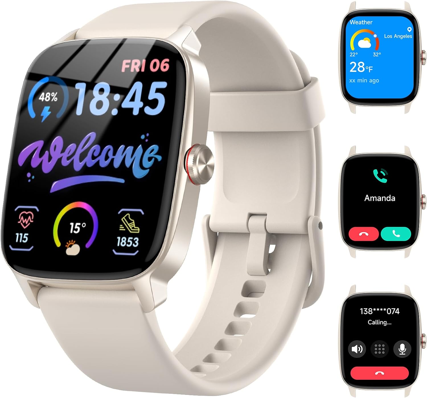 Reloj Inteligente Mujer Hombre con Llamadas Bluetooth y Voz AI, 1.85» Smartwatc…