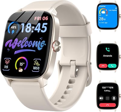Smart Watch for Men Women, Bluetooth Call Smartwatch with AI Voice, 1.85" HD DIY Dial Fitness Watch, Heart Rate/SpO2/Steps/Sleep Monitor, 100+ Sports Modes, IP68 Waterproof Watch for Android iOS