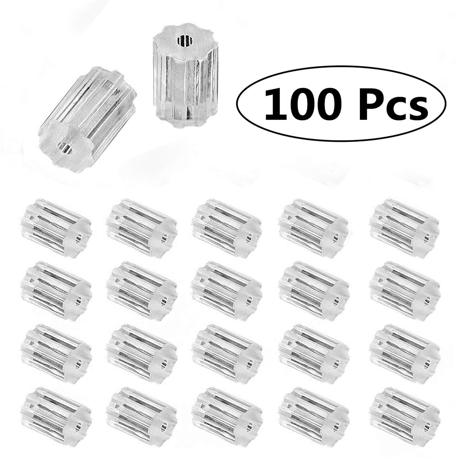 TENGLAI 100Pcs Earring Backings, Sterling Silver Stain Steel Rubber Earring Backing Replacement Secure Ear Locking Ear Safety Back Pads Backstops Stopper(Octagon Rubber)