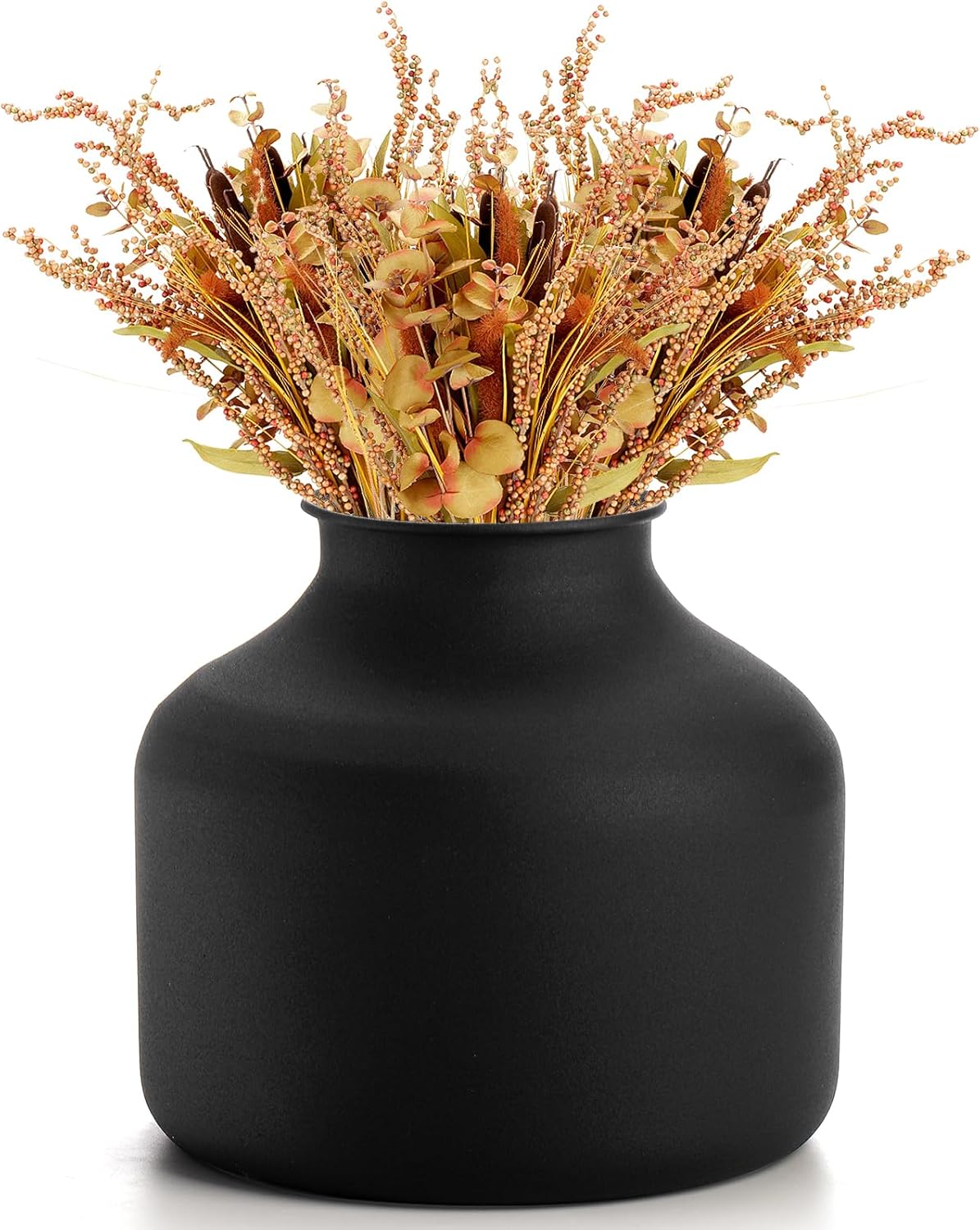 Goaste Metal Matte Flower Vase, Small Black Vases for Flower, 6.5 Inch Tall Iron Frosted Flower Arranging Vase for Table Centerpiece, Home, Shelf, Office, Garden Decor, Black