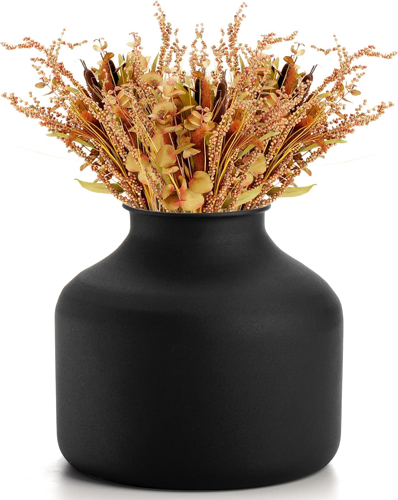 Goaste Metal Matte Flower Vase, Small Black Vases for Flower, 6.5 Inch Tall Iron Frosted Flower Arranging Vase for Table Centerpiece, Home, Shelf, Office, Garden Decor, Black