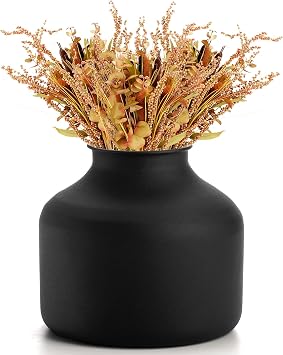 Goaste Metal Matte Flower Vase, Small Black Vases for Flower, 6.5 Inch Tall Iron Frosted Flower Arranging Vase for Table Centerpiece, Home, Shelf, Office, Garden Decor, Black