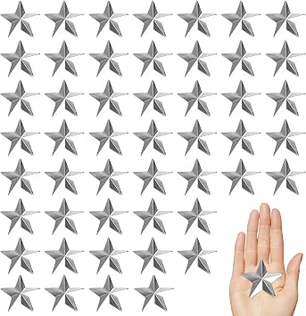 Gallipower 50Pcs Unfinished Metal Star for Home Decoration,Hanging Wall Decor for House,Outdoor Star Wall Decor,Barn Stars for Outside,Silver Stars for Home Walls Decoration2in