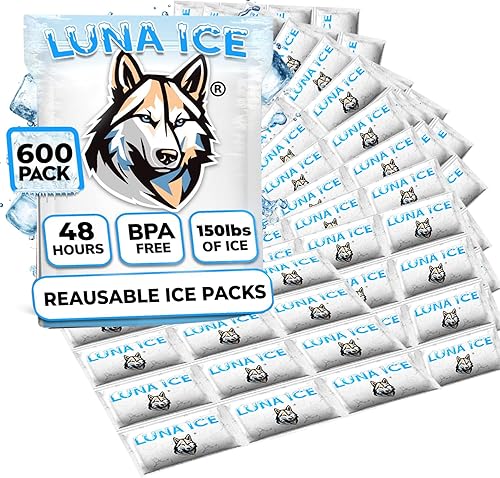 LUNA ICE Paquetes de Hielo Seco para Envío - Paquetes de Hielo de Larga Duración - Potencia de Congelación de Más de 24 Horas - Libre de BPA - 600