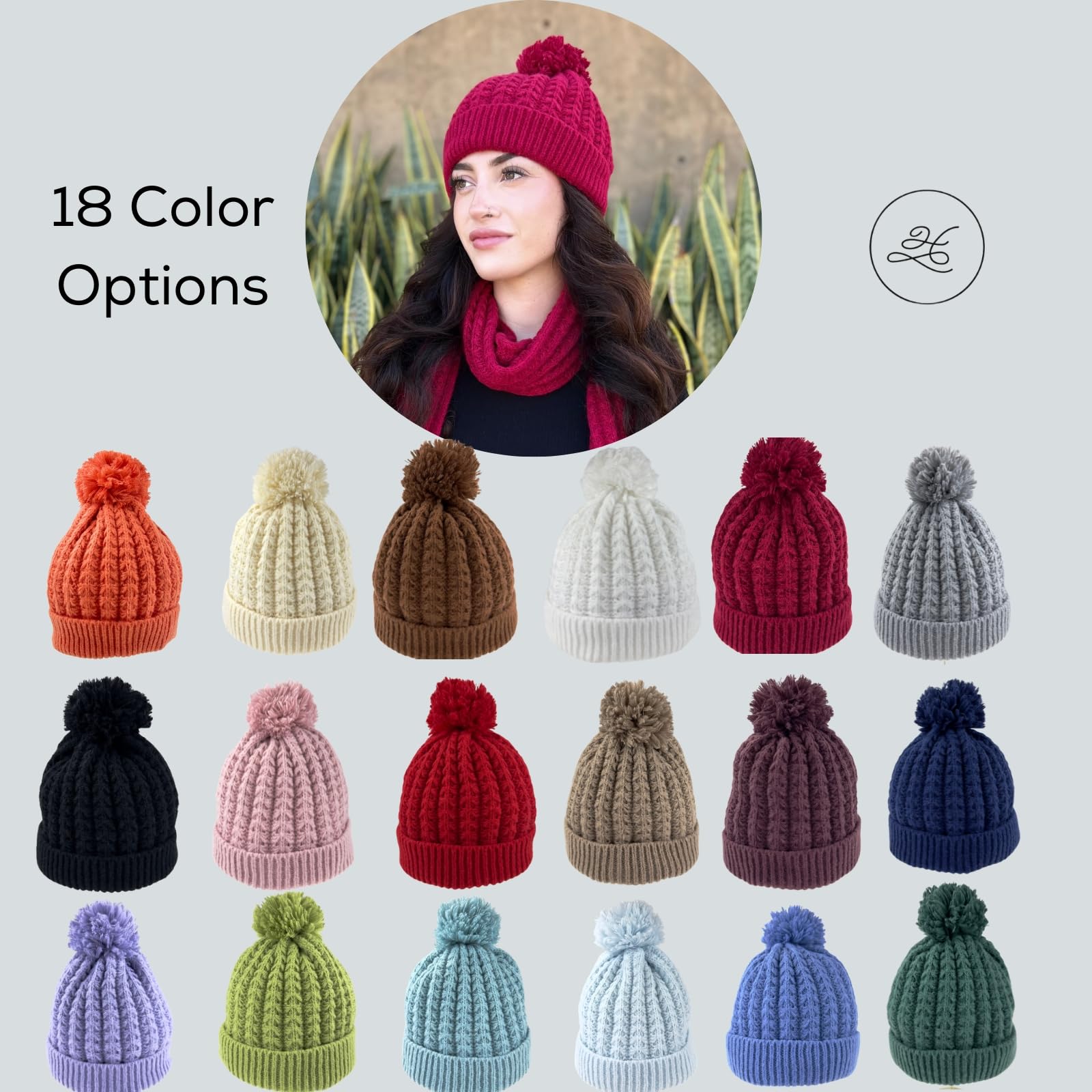 Humble Hilo Gorros de punto para mujer, gorro de invierno con pompón, gorro de punto trenzado para hombre o mujer