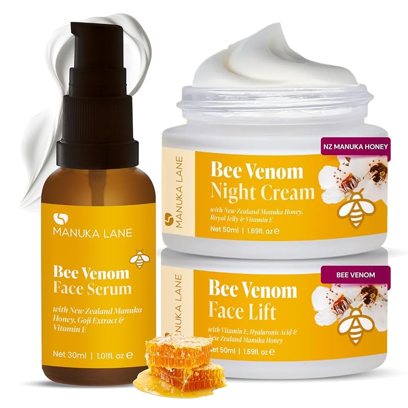Manuka Lane Conjunto de Cuidados Faciais com Veneno de Abelha da Nova Zelândia, 3 Produtos