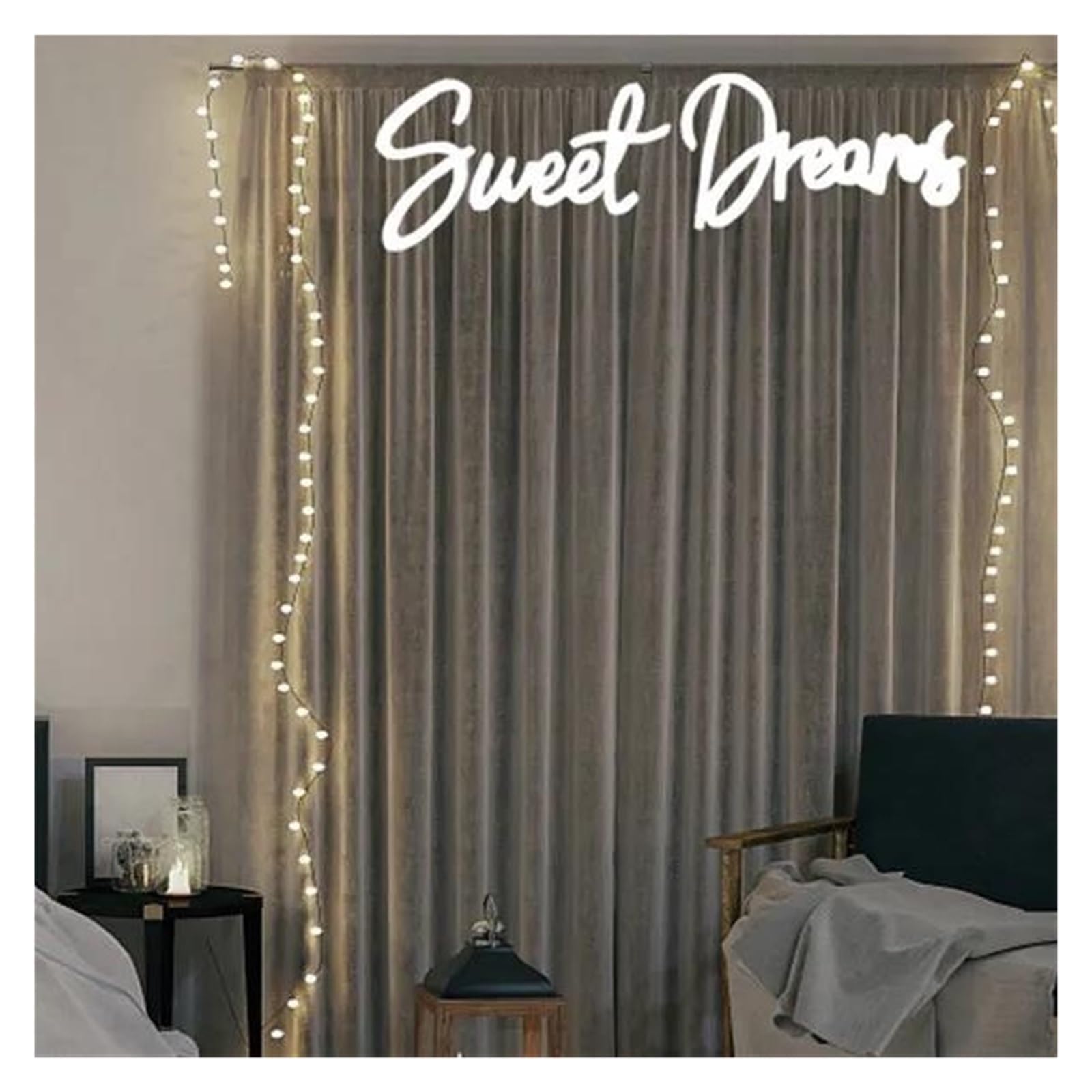 Gamer Glas Neon Licht ， Neonschild „Sweet Dreams“ for Wanddekoration, LED-Lichtbuchstabe, Schlafzimmer, Zimmer, Hochzeitsfeier, Bar, Club, Hochzeit, beleuchtete Lampe, 45 cm x 15 cm