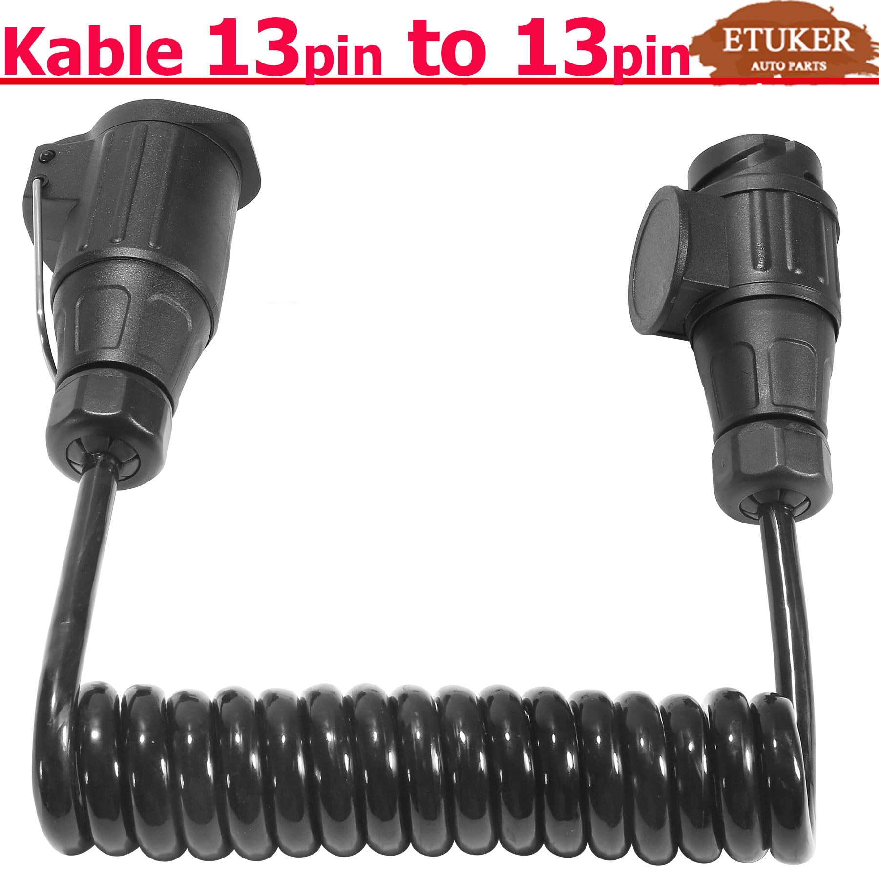 13broches Rallonge Remorque 2M 12v Spirale Câble d’Extension 13-13 Broches Rallonge Feu Electrique pour Remorque