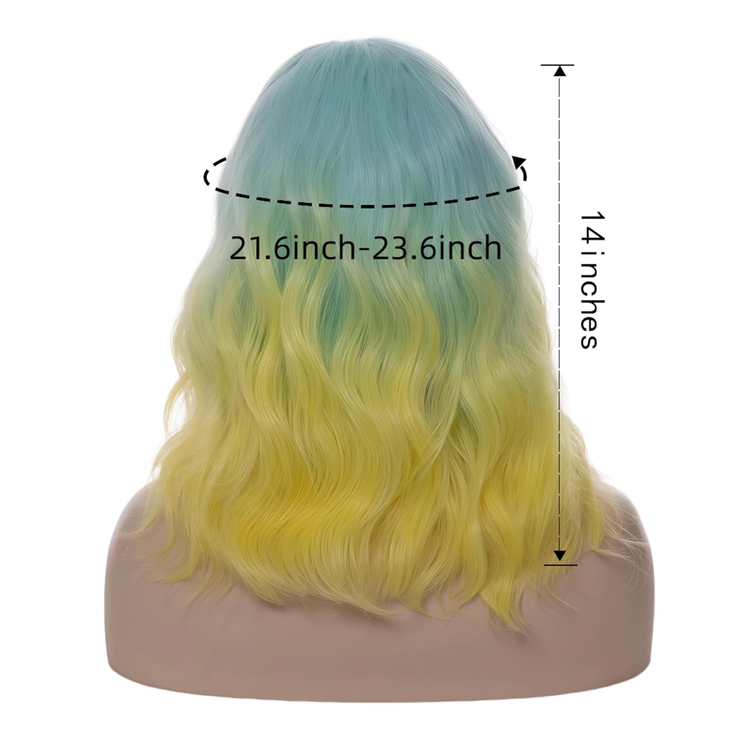 Cying Lin Short Bob Wavy Curly Wig Mint Green Ombre Yellow Wig For Women Cosplay Halloween Wigs Heat Resistant Bob Party Wig Include Wig Cap (Mint Green Ombre Yellow)