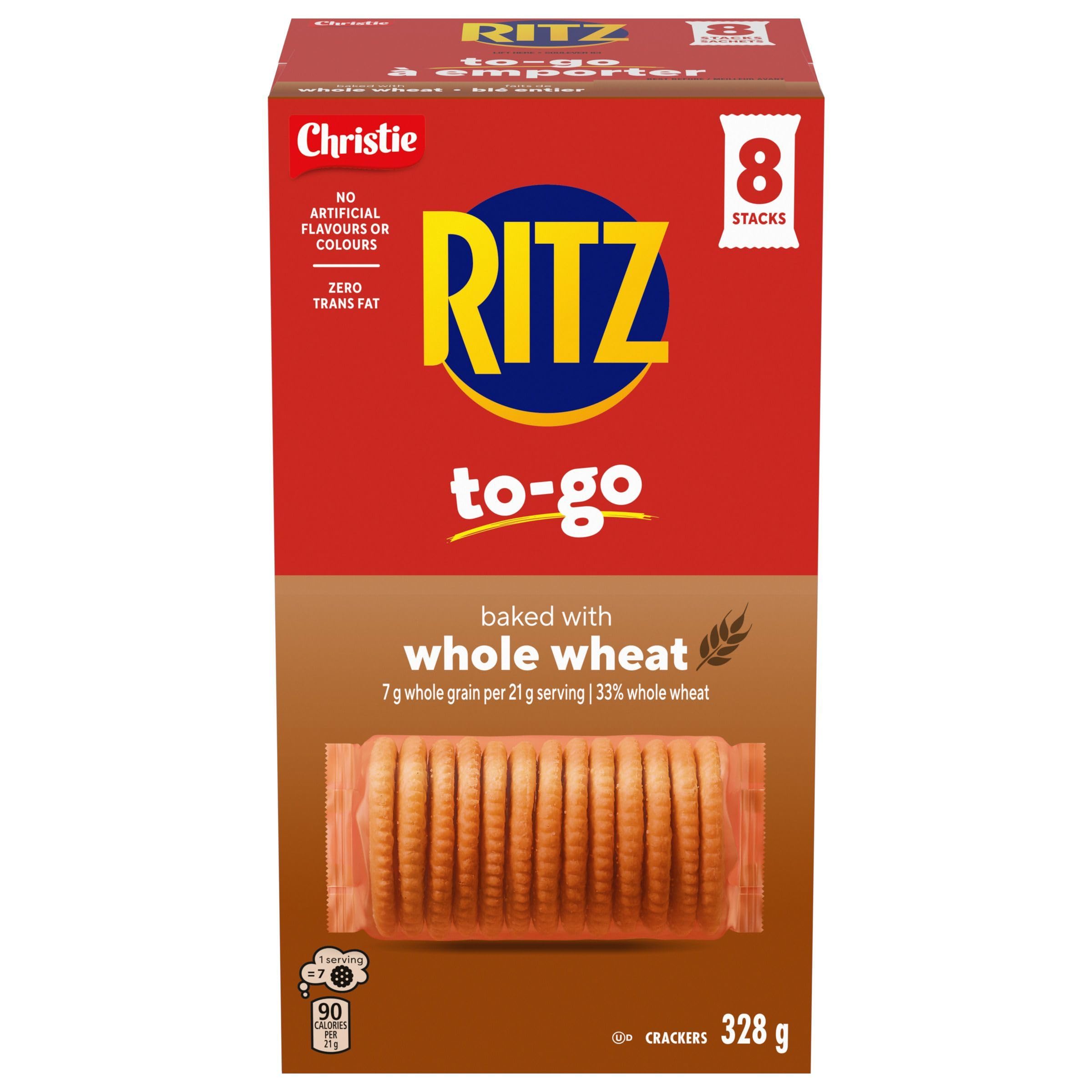 RITZ To-Go Baked with Whole Wheat Crackers, Pack of 8 individually