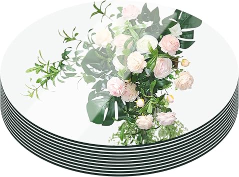 7PCS Small Round Mirrors for Centerpieces for Tables, Acrylic MCircle Mirrors Candle Plates for Centerpieces Circle Wall Mirror for Birthday Grads Wedding Party Table Decorations6inch/15cm