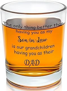 Son-in-law Whiskey Glass 10 Oz, Fathers Day Son in Law Gifts from Mother in-law, Son in Law Gifts for Father’s Day Christmas for New Dad Dad to Be