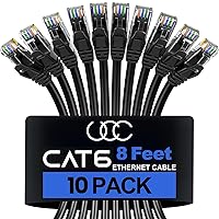 Vista 21 de Cable Ethernet Cat6 – Paquete de 10 unidades (5.9 ft) Cat 6 RJ45, LAN, Utp, red, parche, cable de Internet, 6 pies