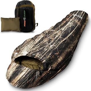 SereneLife Backpacking Sleeping Bag Camping Gear, Mummy Sleeping Bag For Adults/Teens w/ Pillow and Bag - Outdoor Lightweight Weather Proof Sleeping Bag for Camping, Hiking Traveling, Real Tree