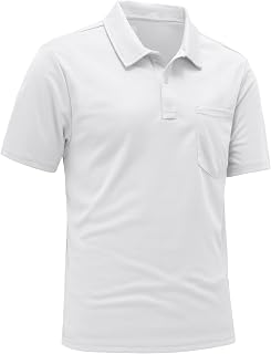 Rdruko Men's Breathable Polo Shirts Summer Short Sleeve Wicking Quick Dry Casual Work Golf Tops with Pocket
