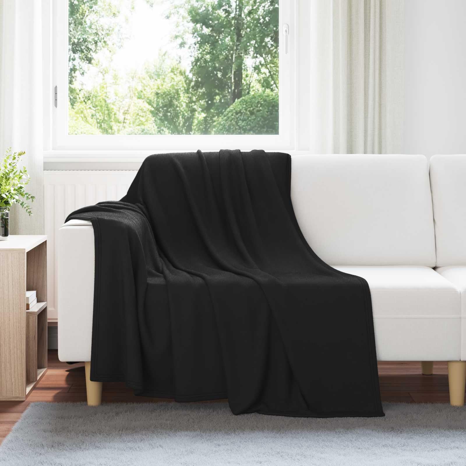 Couverture plaid douce lot de 6 jetés de lit en toison thermique noir pour l'hiver