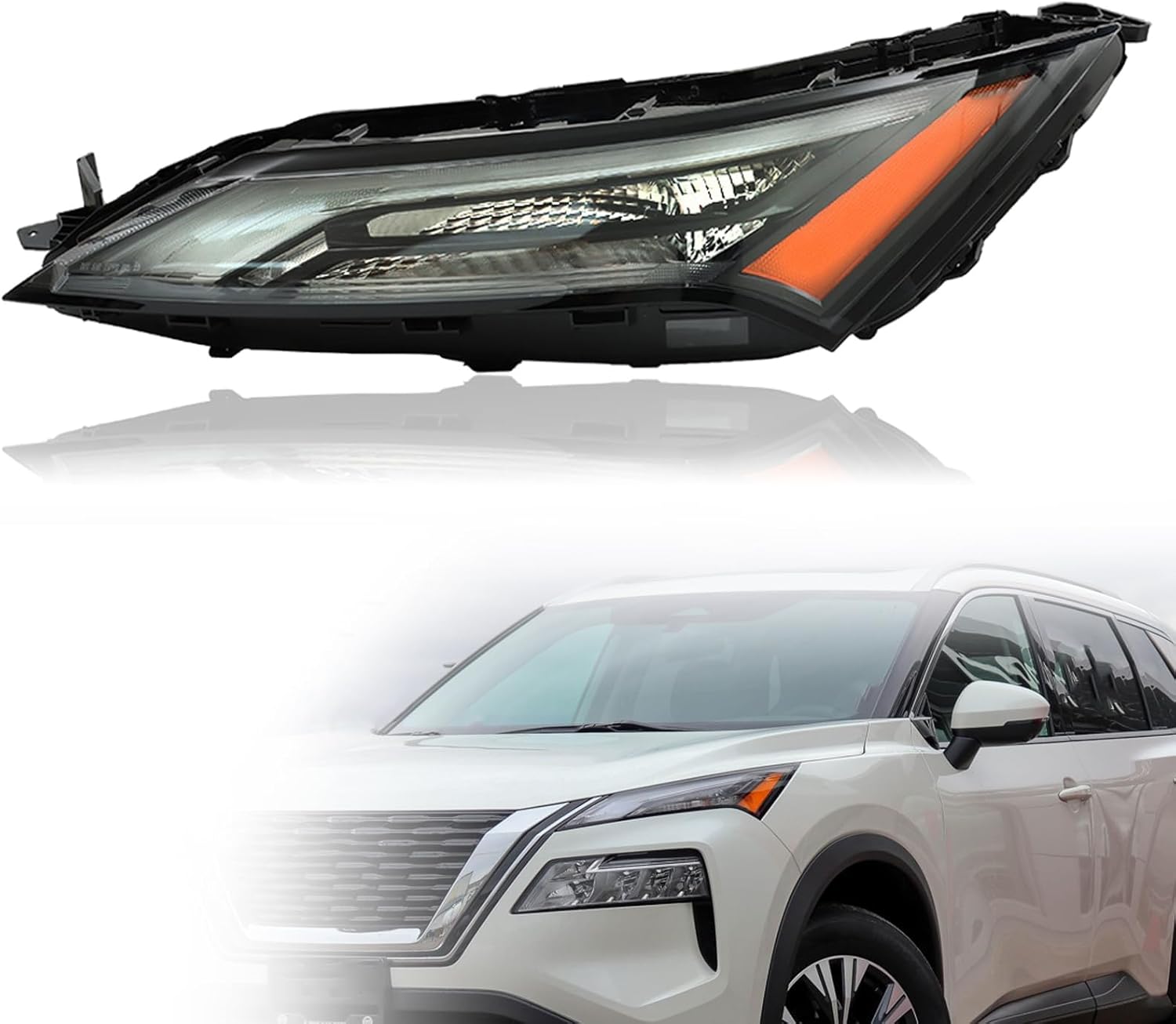 Left Side Halogen Headlight Daytime Running Light Replacement for Rogue 2021 2022 2023 DRL Lamp 26125-6RR0A