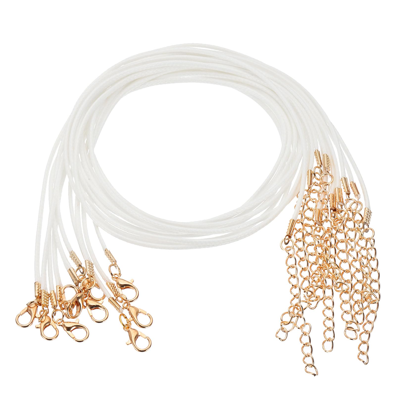 sourcing map 20pcs Waxed Necklace Cord Bulk, 18 Inches and 1.5mm Dia Necklace String Rope with Clasp for Pendants, Bracelets, Necklaces, Jewelry Making Beading Supplies,White