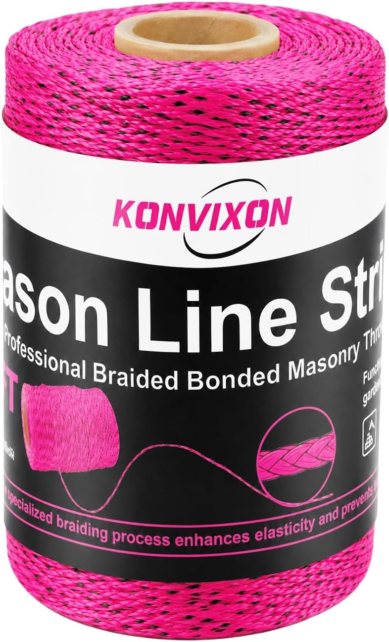 Konvixon 540 FT #18 Braided Nylon Masonry String Line, Flu-Pink Black ...