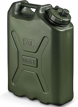 Scepter Portable Military Style Water Container for Camping & Outdoors, 5 Gallon, Green - Heavy-Duty Plastic Beverage and Hydration Dispenser for Outdoor Trip