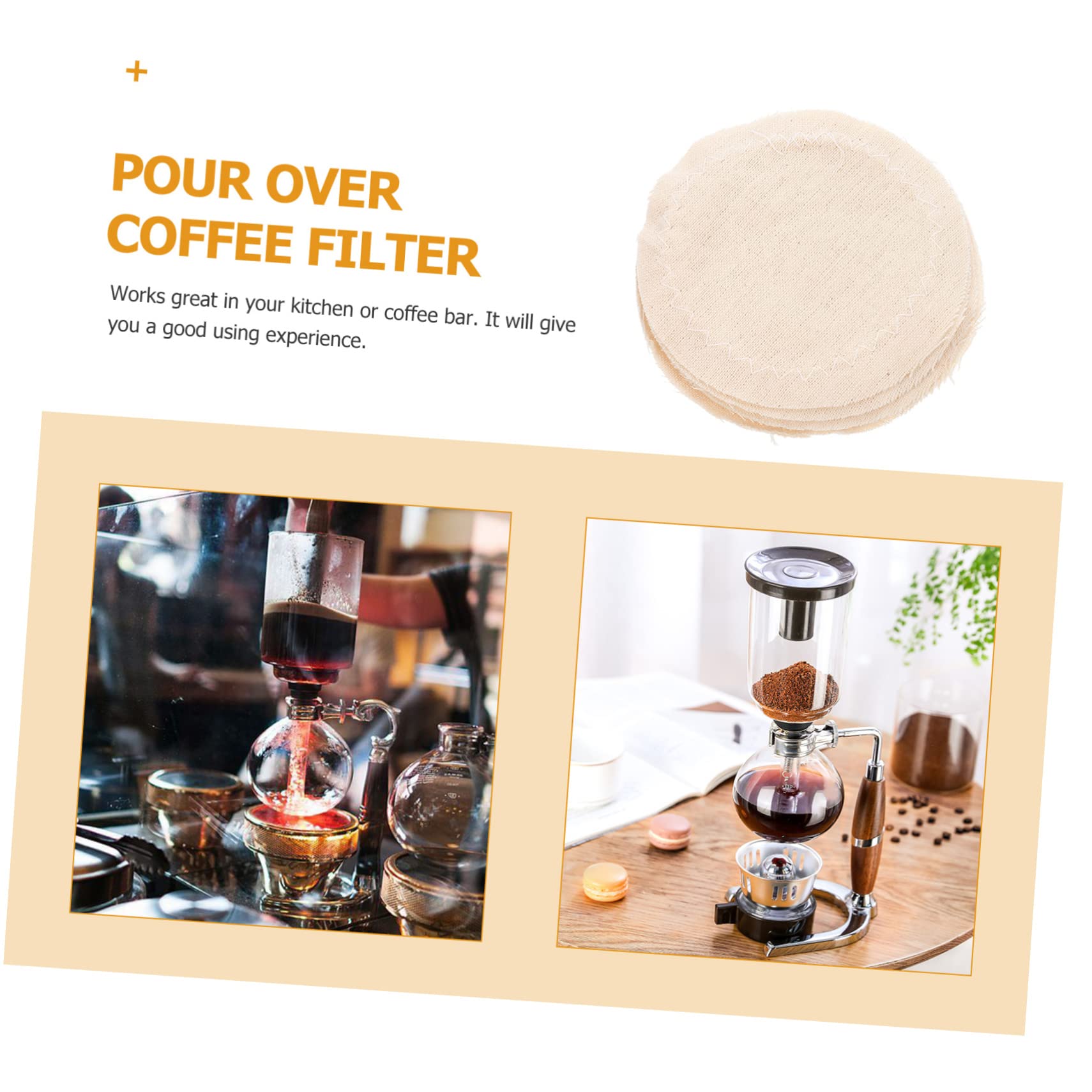 Gadpiparty 5 Series Filtro De Cafe A Granel Coffee Filter Sifón Filtro De Café Reutilizable Colador De Cafe Paño De Reemplazo De Café Filtro De Tela Espresso Algodón Beige 20 Piezas X 5