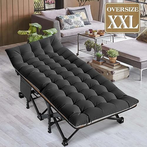 Miniatura 5 de DoCred Catre plegable XXL de gran tamaño con colchón, paquete de 2 catre de dormir resistente, cama portátil para adultos al aire libre con bolsa de