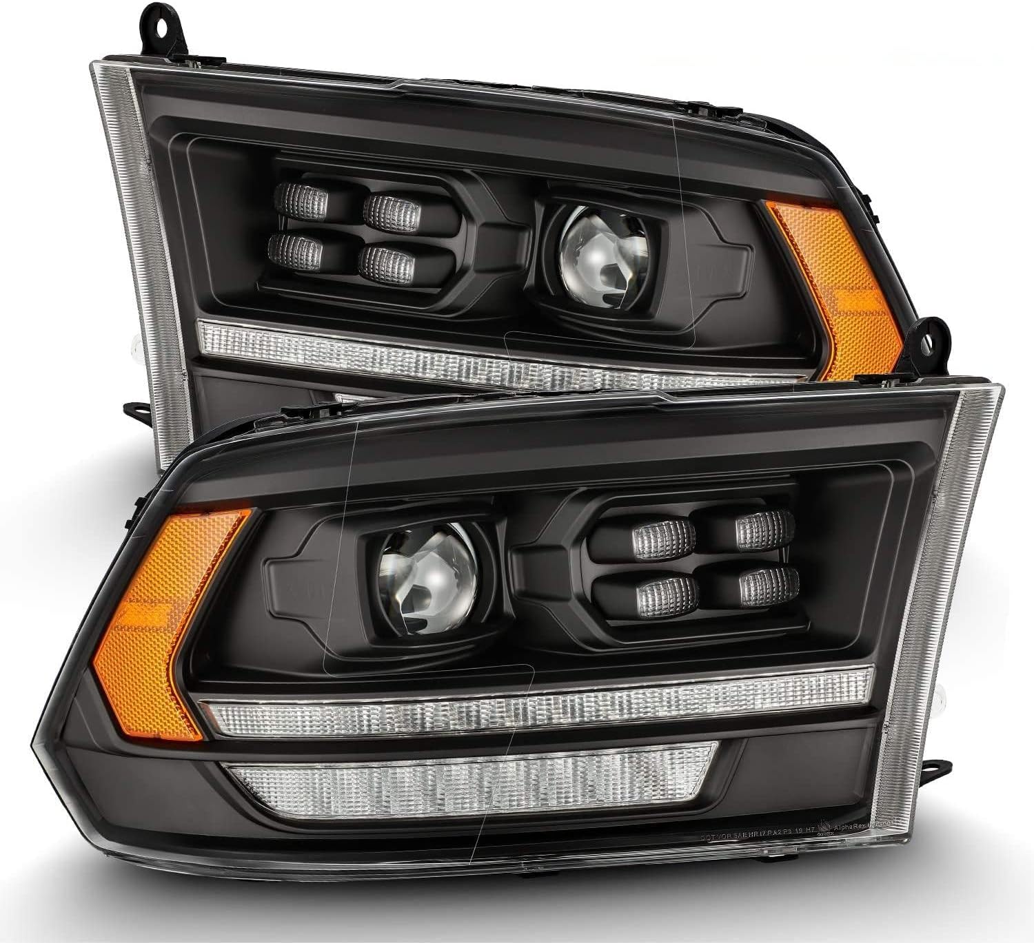 AlphaRex® 880524-09-18 Ram 1500/10-18 Ram 2500 and Ram 3500 with Quad or Dual headlights Pro-Series Alpha-Black