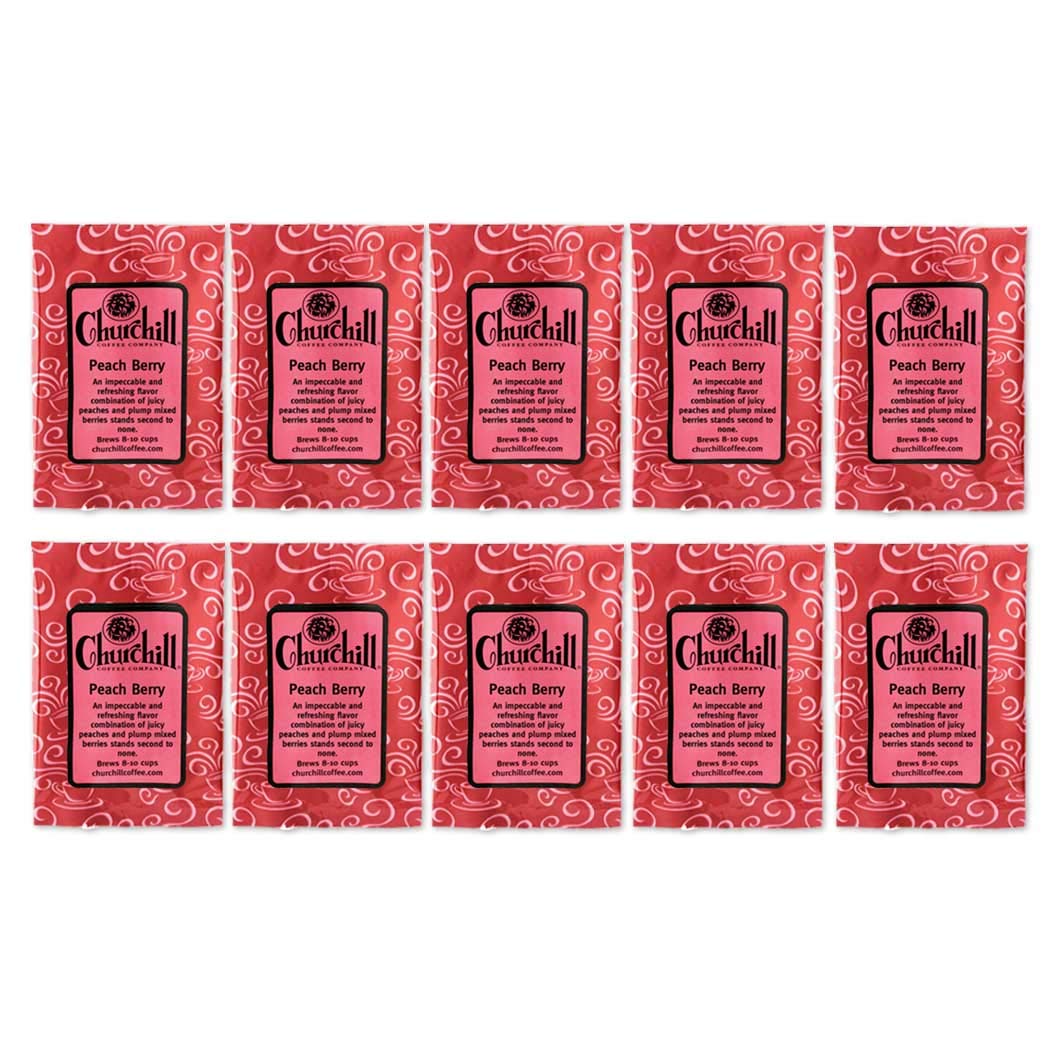 Churchill Coffee Peach Berry 10 Portioned Packs -1.5 oz each - Ground Flavored Coffee