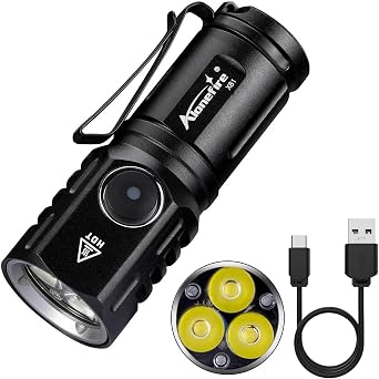 ALONEFIRE X61 Mini LED Flashlight Type C USB Rechargeable Bright Small Torch 5 Modes Portable Pen Light Waterproof Long Battery Life with Tail Magnet, Clip, Battery for Outdoor, EDC Carry, Hiking
