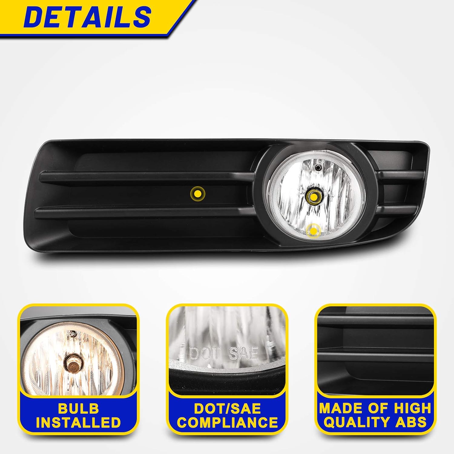 Driving Fog Lights Compatible with Chrysler 300 2005-2010 with H10 12V42W Bulbs Fog Lamps Assembly Replacement Included Wiring Kits & Switch- 1 Pair (Clear Lens)
