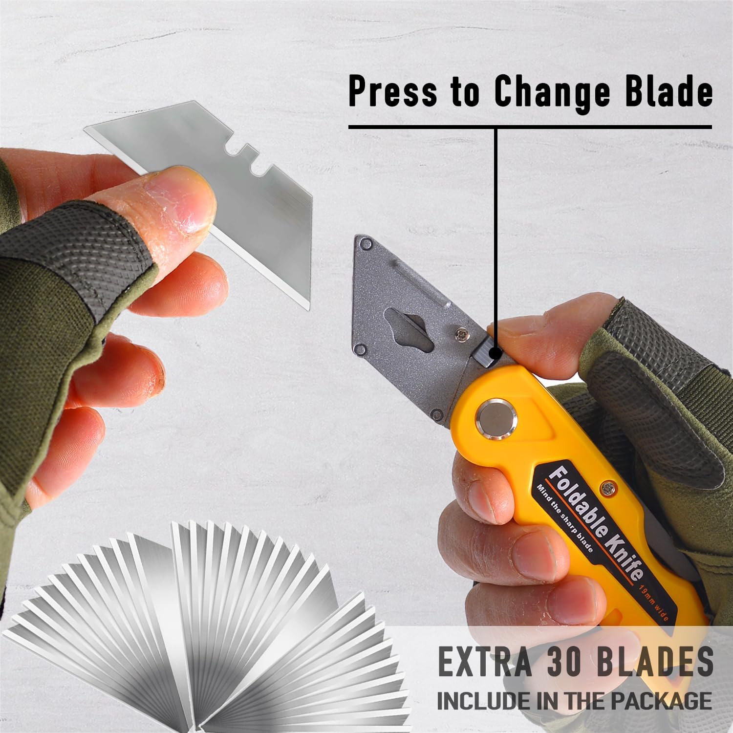 10-Pack Heavy Duty Folding Box Cutter Set with 30 Replacement Blades, Professional Utility Razor Knife (Pro)