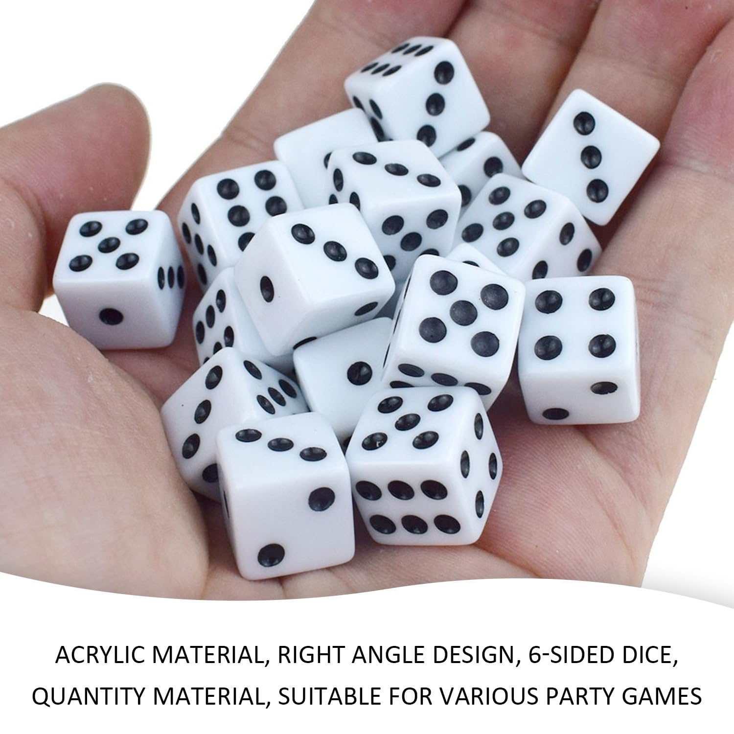 60 Dados, 1 Bolsa De Almacenamiento Negra, Dados De Plástico De Seis Caras, Dados Negros con Puntos Blancos, Dados para Juegos De Mesa, Accesorios para Juegos