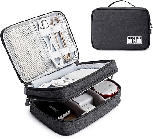 Miniatura 14 de Lanola Organizador Electrónico, Bolsa Organizadora de Cables de Viaje Funda para Accesorios Electrónicos Estuche de Transporte Bolsa de