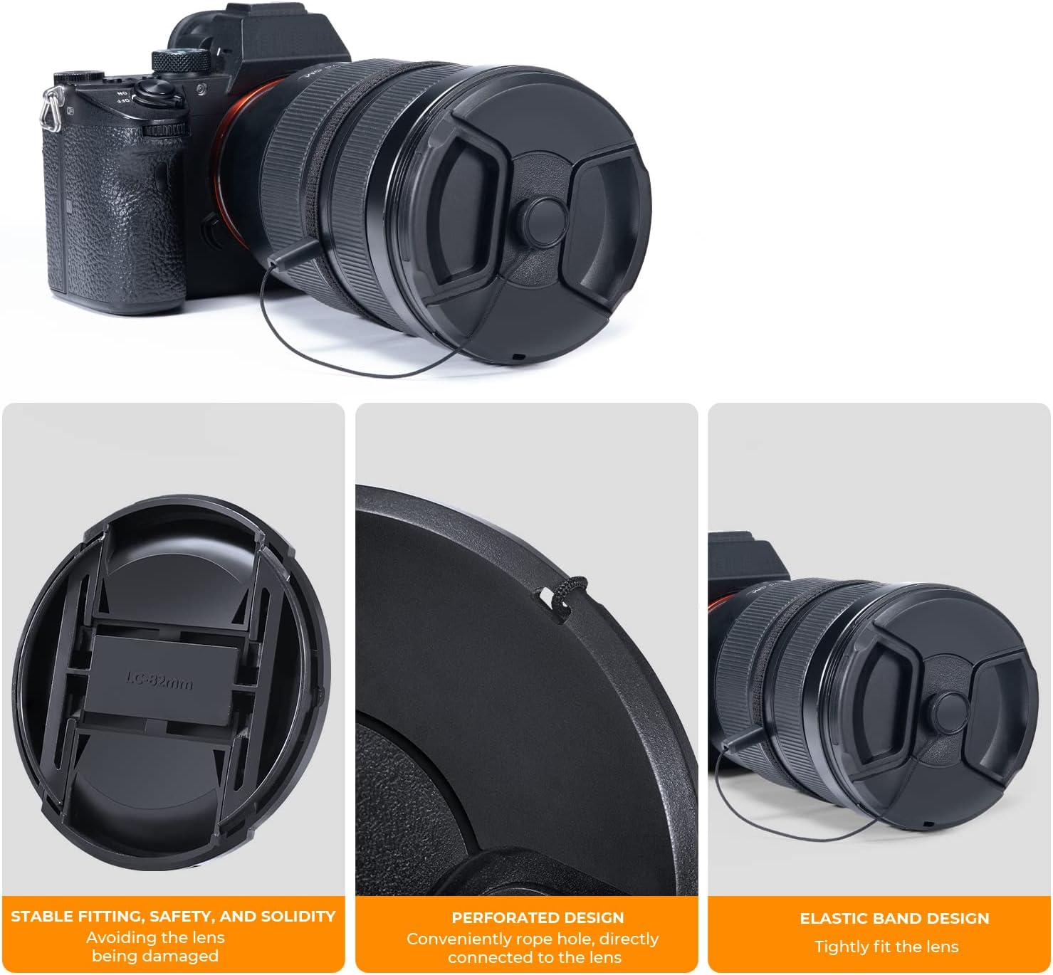 K&F CONCEPT 37mm 9-in-1 Center Pinch Lens Cap + Anti-Loss Keeper Leash image 4