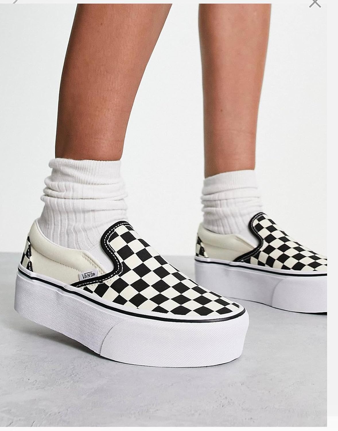 Vansユニ-大人用クラシック, Stackform ブラック ホワイト