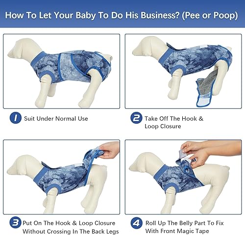 Miniatura 185 de Kuoser Traje de recuperación para perros después de la cirugía, traje de cirugía para perros hembra, esterilización masculina, mameluco para perros