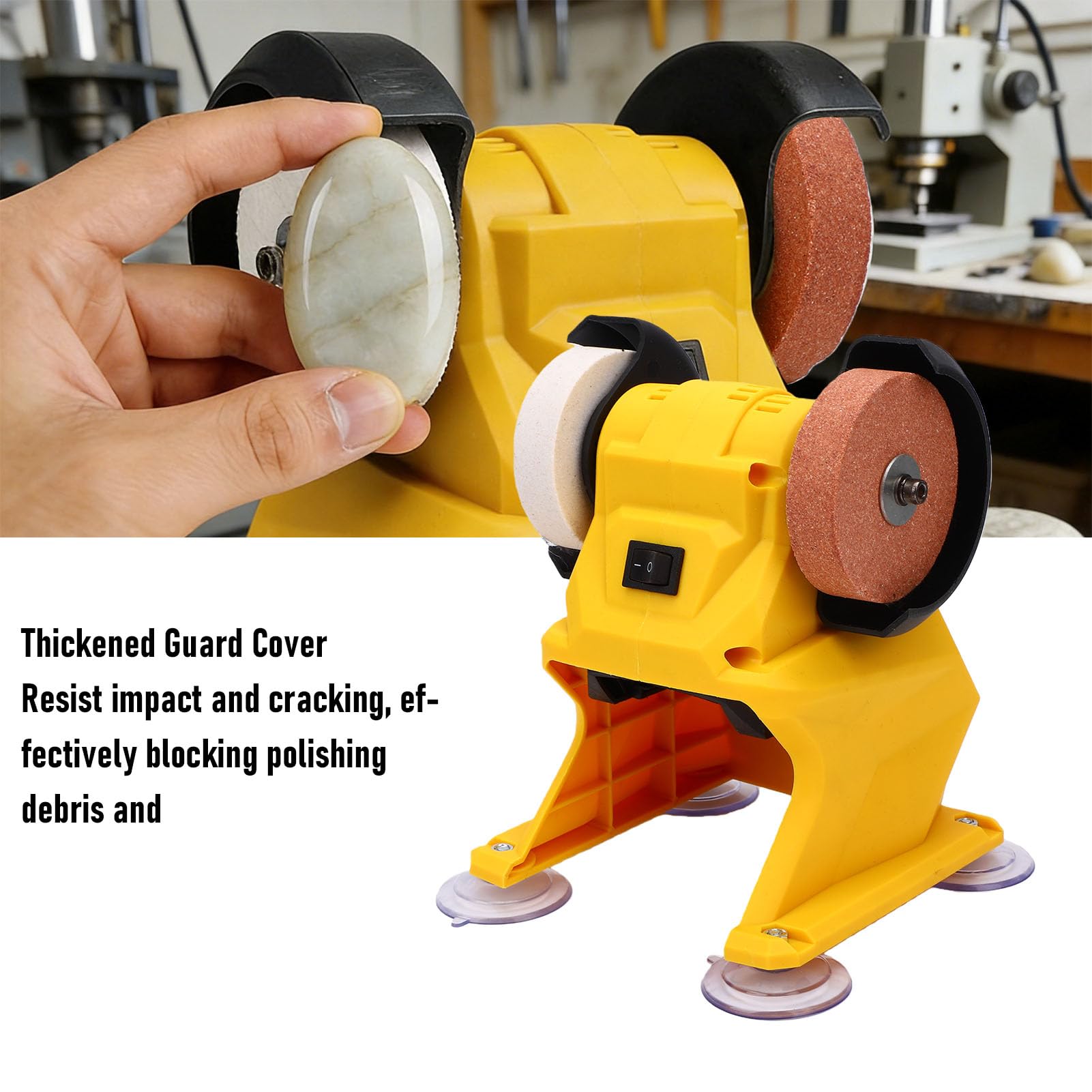 Hyuduo Mini Amoladora de Banco, Motor de Cobre Completo de Imán Permanente con Muelas Abrasivas Finas y Gruesas para Pulir y Afilar, Ideal para Entusiastas del Bricolaje
