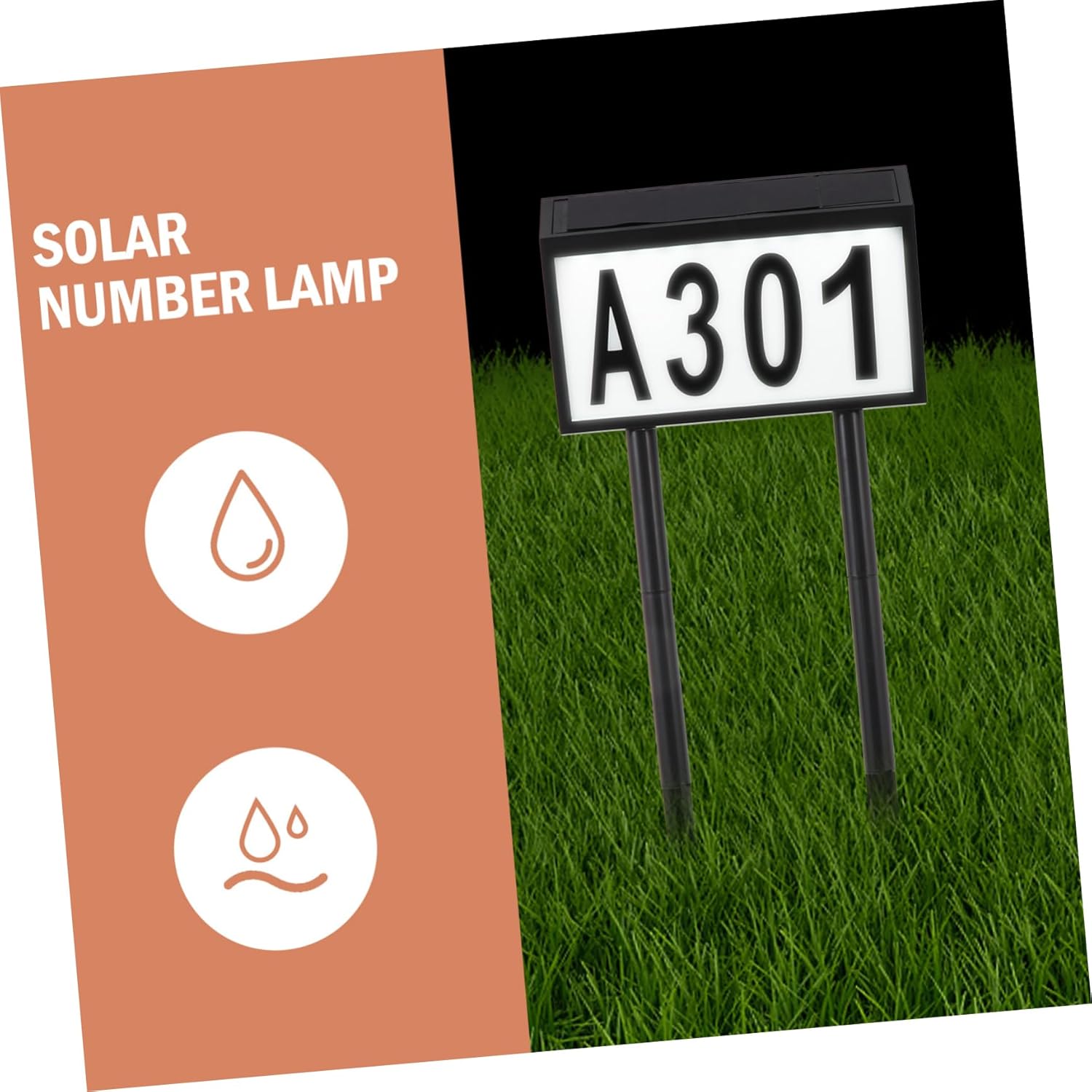 Number Light Solar-Powered Door Plate Address Indicator Visible in -efficient