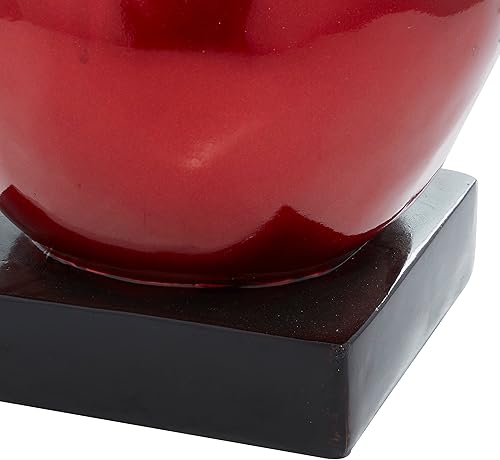 Miniatura 4 de Deco 79 Escultura de manzana de frutas Polystone con base negra, 11 x 11 x 17 pulgadas, rojo