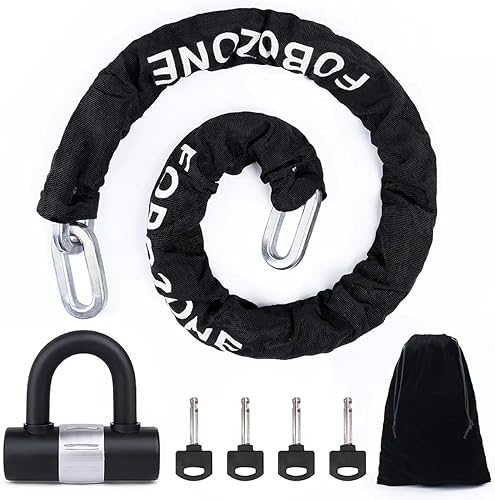 Cerradura de cadena resistente, con bloqueo en U, cadena 47.2 in de largo x 0.472 in de diámetro, hecho de acero al manganeso, no corrosivo,