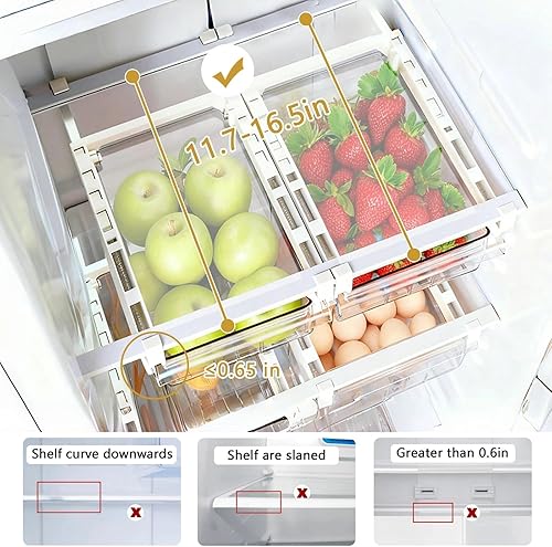 Miniatura 2 de Organizador de cajones para refrigerador, cubos de almacenamiento de cocina con asas, organizador de almacenamiento transparente para refrigerador
