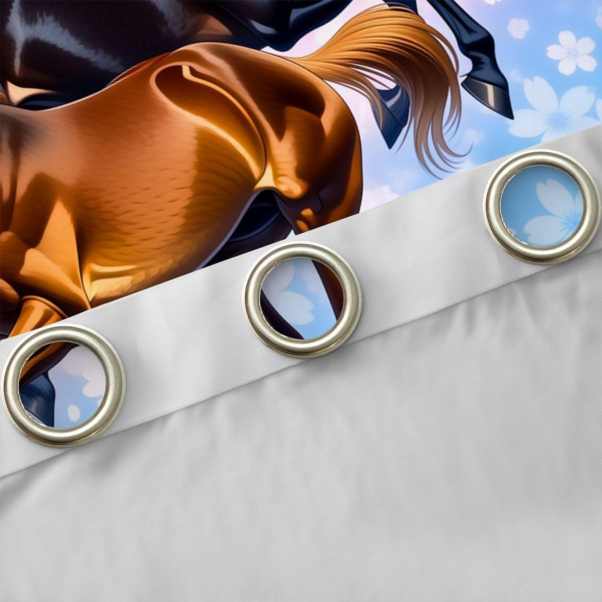 Feelyou Horse Blackout Curtains Galloping Horse Darkening Drapes for Bedroom Living Room Decor Cherry Blossoms Thermal Insulated Shades Window Treatments, 2 Panels 38 x 54 Inch