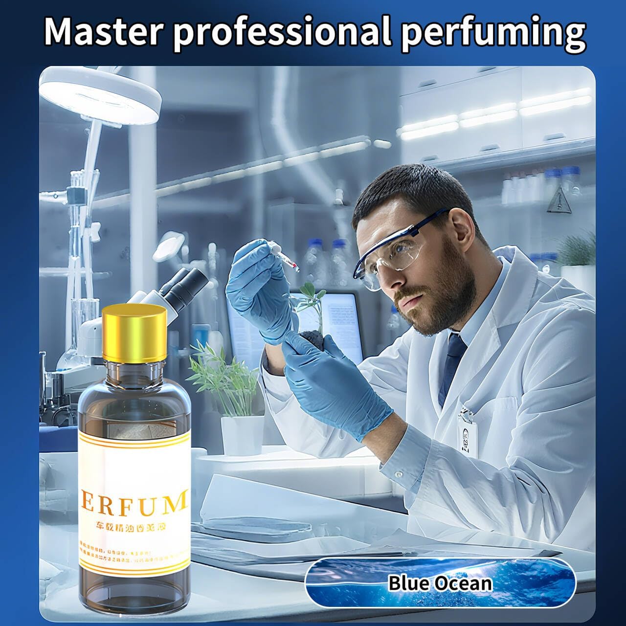 Smart Car Air Freshener Diffuser, Essential Oil Diffuser with 3 Colors Starry Sky Projection & 50ml Perfume, Auto ON/Off, 3 Mode Adjustable USB Rechargeable Aroma Diffuser, Ocean