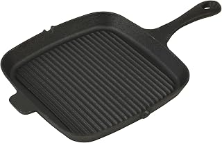 GoodCook Pre-Seasoned Cast Iron Grill Pan, 10.75 Inch, Black
